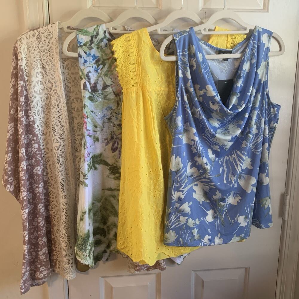 Womens XL Tops Lot Summer Floral Eyelet Lace Blouse Bundle Lightweight